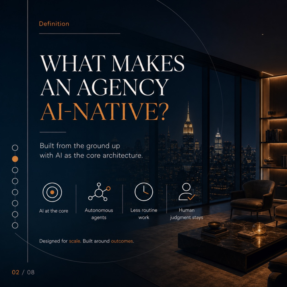 What makes an agency AI-native — definition slide